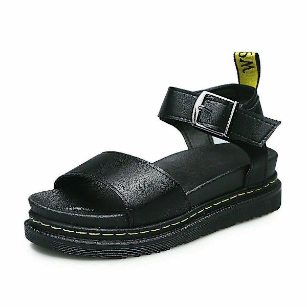 Damsandaler med platt form sommar ankelrem Chunky Platform Fashion Shoes Z X Black EU 42