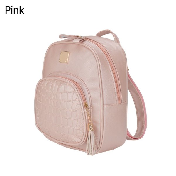 Dam PU Läder Skolflätad ryggsäck ROSA . pink