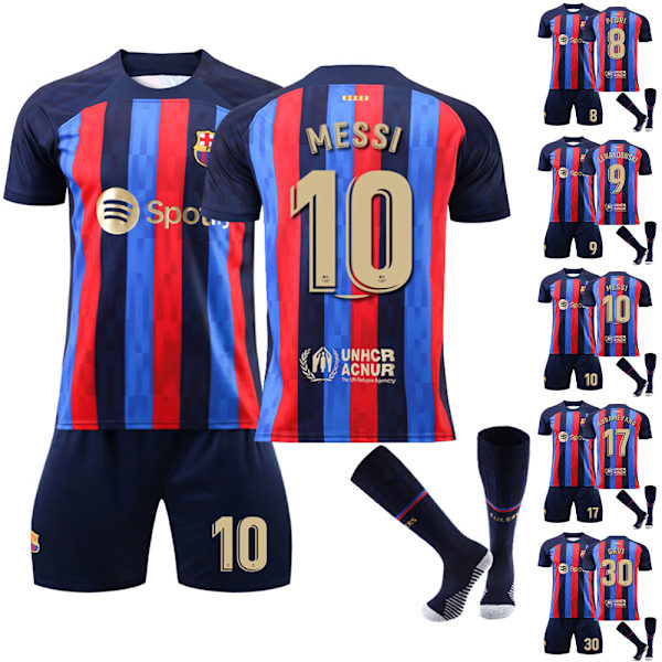 Barcelonan koti nro 10 Messi nro 8 Pedri jalkapallopaita / #30 4-5Y