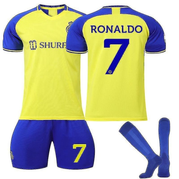 Ronaido #7 Home Shirt Al Nassr 2022-2023, Cristiano Ronaido Home Shirt Home, Lahja faneille Cr7, Lovers Cr7 zy Kids 26