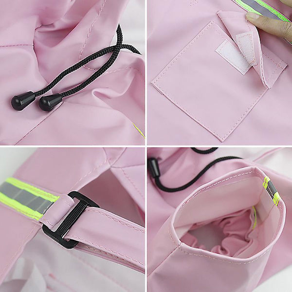 Stor hunde-regnfrakk Justerbar kjæledyr Vanntette klær Lett regnfrakk Poncho-hettegensere med stropp Reflekterende CNMR pink 4XL