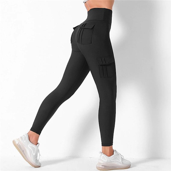 Svarta Leggings ed 4 fickor black X black m
