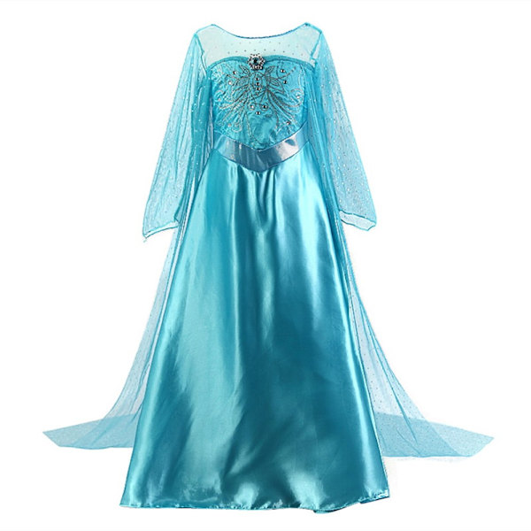 Frozen Elsa Princess Sequin Cape Klänning för födelsedagsbollklänning - bule 120cm