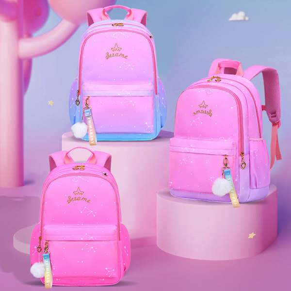 Student Barn Ryggsäck Toddler Skolväska Söt söt och lätt vattenavvisande V Pink to purple small size