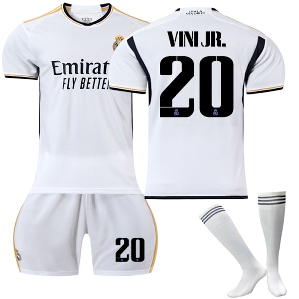 23-24 Real Madrid hjemmefodboldtrøje til børn nr. - 20 VINI.JR 10-11 years