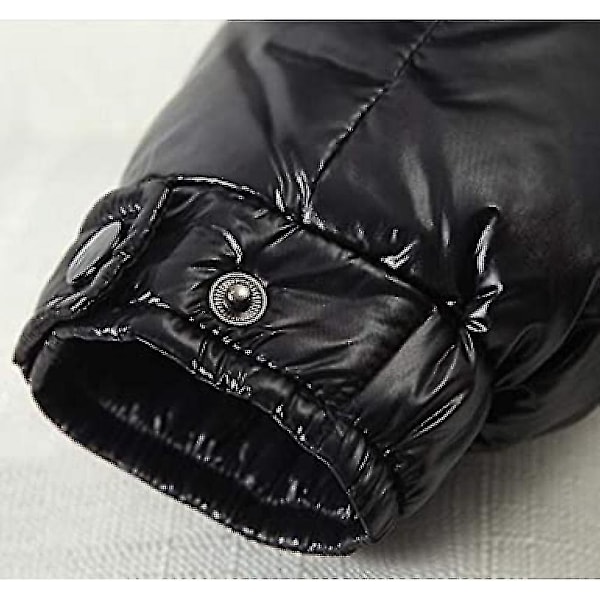 Winter Shiny Down Jacket en's Jacket Stand Collar Down Jacket With Hood K Black M