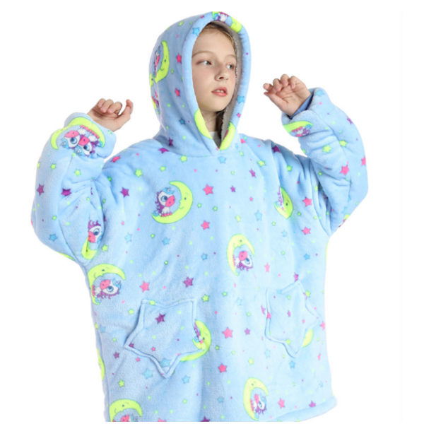 kid Filt Huvtröja Varm Mjuk Fleece Oversized Huva One Size Y D