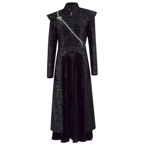 Daenerys Targaryen Dany Cosplay-asu Keskiaikainen mekko univormu musta asu viitta Halloween-juhlapuku naisille aikuisille - XL