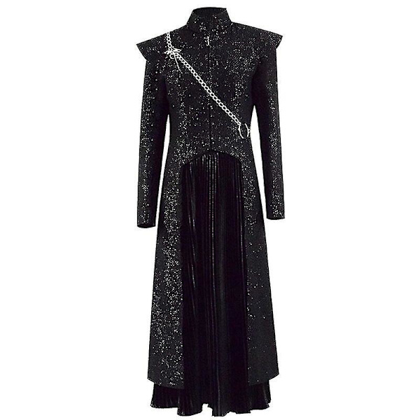 Daenerys Targaryen Dany Cosplay Kostume Middelalderkjole Uniform Sort Outfit Kappe Halloween Fest Kostume Til Kvinder Voksen Z X XL