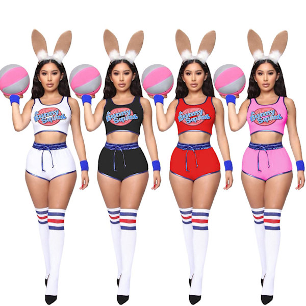 Squad Lola Bunny Rabbit Cosplay -asut Naisten huippuhousuihin Red M