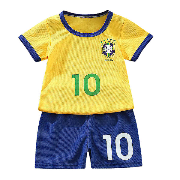 Fotboll Träningsdräkt Barn Pojkar T Shirts Shorts Träningsoverall Set - CBF Brazil 10 4-5 år = EU 98-110