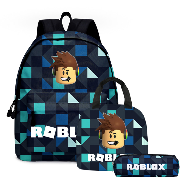 Roblox Opiskelijan koululaukku Reppu Anime-sarjakuva kolmiosainen setti Y