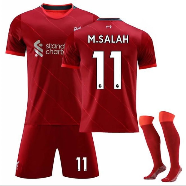 Liverpool Home No. 11 Salah No. 10 Mane Soccer Jersey Kit / 160-170cm