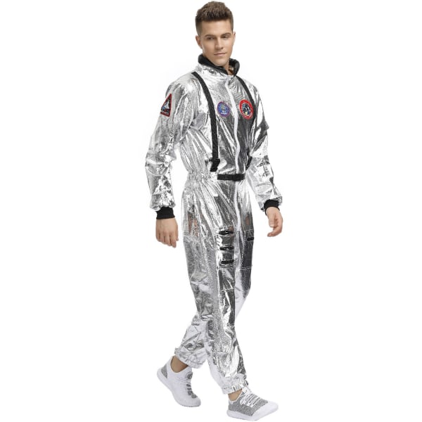 Astronaut Spaceman Cosplay kostym Silver rymddräkt Y L