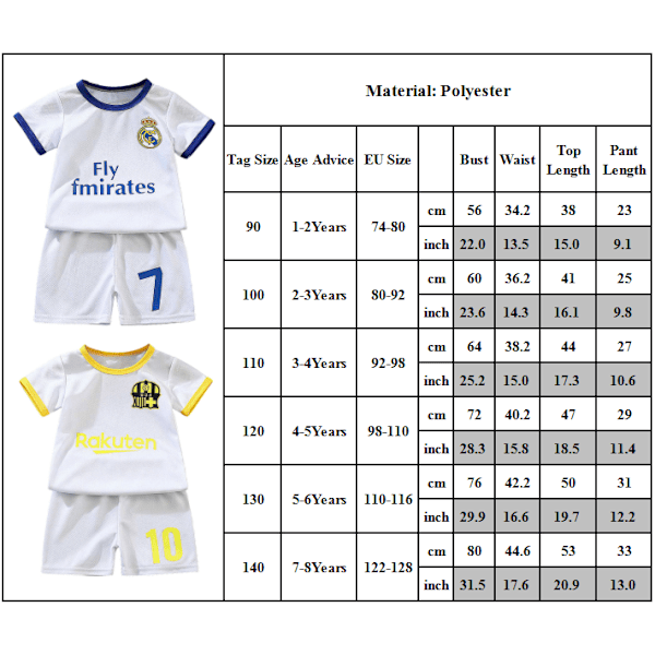 Fotboll Träningsdräkt Barn Pojkar T Shirts Shorts Träningsoverall Set - CBF Brazil 10 4-5 år = EU 98-110