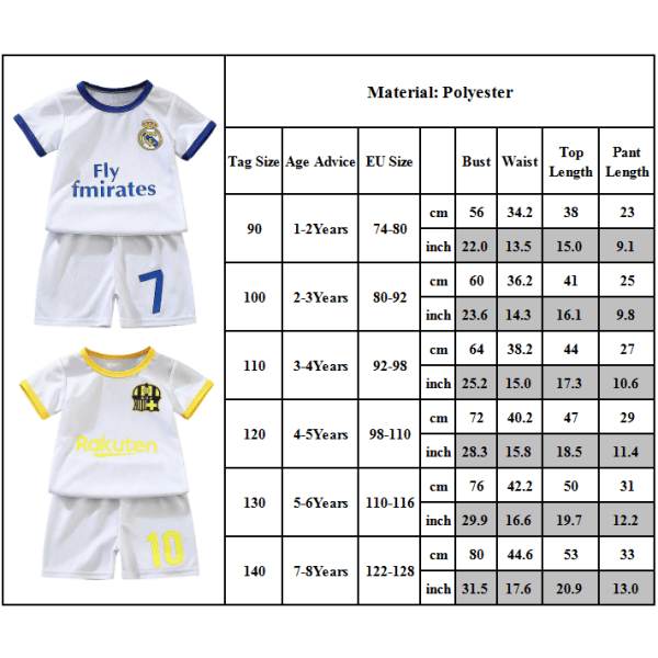 Fotboll Träningsdräkt Barn Pojkar T Shirts Shorts Träningsoverall Set - Fly fmirates 7 1-2 år = EU 74-80