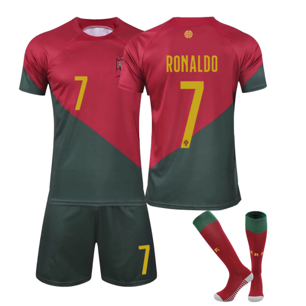 VM 2022 Portugal Hjemmetrøje nr. 7 Ronaldo-trøje (170 zV