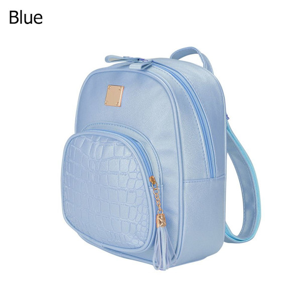 Dam PU Läder Skolflätad ryggsäck BLÅ . blue