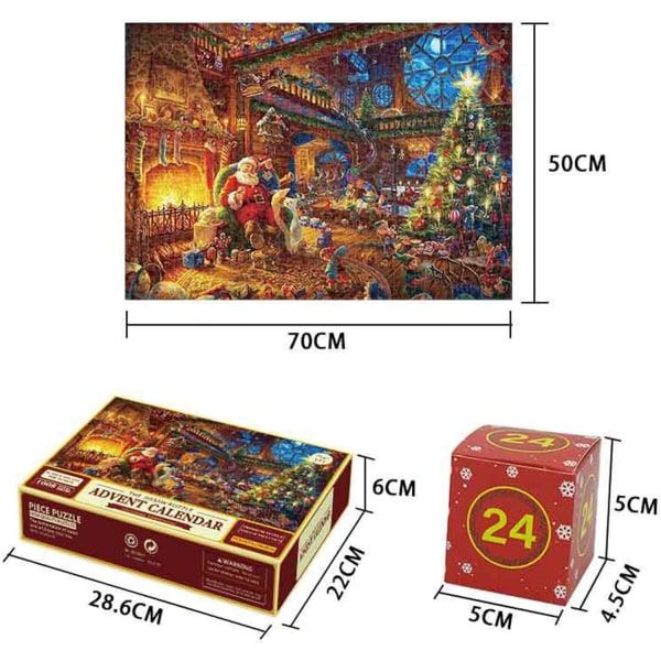 Adventtikalenteri Joulupalapeli, 24 osaa 1008 palapelin palaa Countdown Y Fireside Jullovspussel