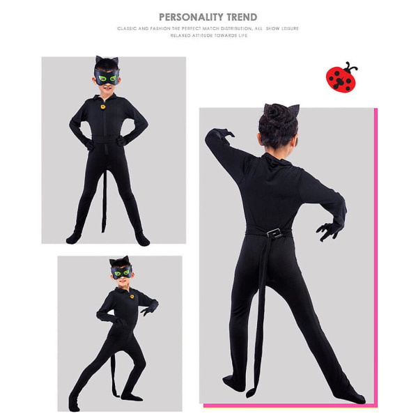 Cosplay Cat Noir Barn Bodysuit Black Cat Halloween Set H XL
