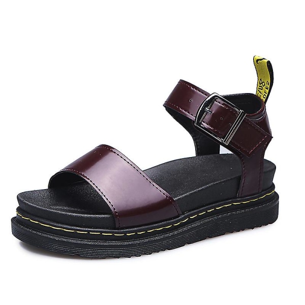 Damesandaler Flat Form Sommerankelstropp Chunky Platform Motesko Z X Red Brown EU 40