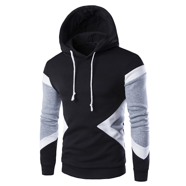 Langærmede hættetrøjer til mænd Hættetrøje med jakke Pullover Top H black M