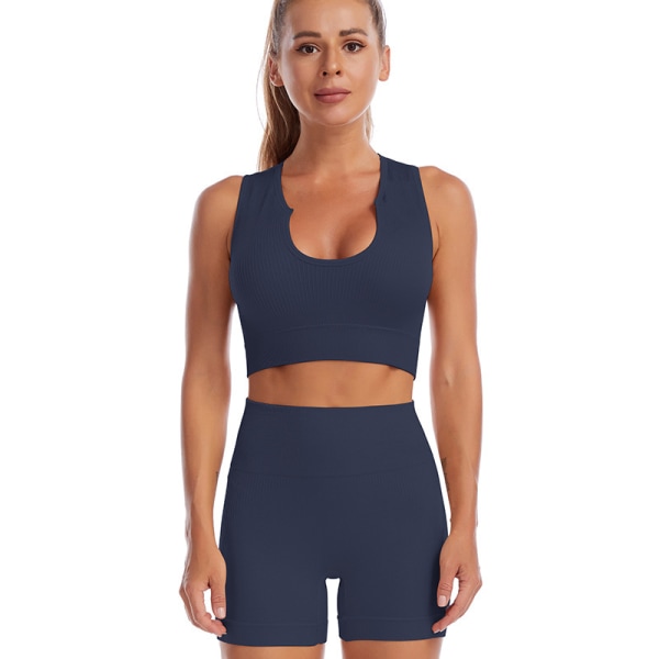 Yoga kvinders fitness sport nedre kæder sæt Z X navy,blue l