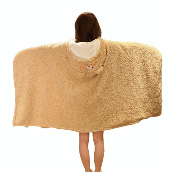 Bärbar huvfilt för vuxna, mjuk varm luvtröja i fleece V Khaki
