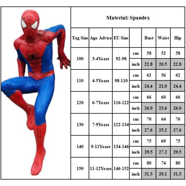 Marvel Spider-Man Cosplay Kläder Superhjälte Barn Jumpsuit Z X Red 6-7 Years
