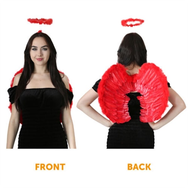 Feather Wings Fancy Dress Damer Dark Angel Kostym röd Y red