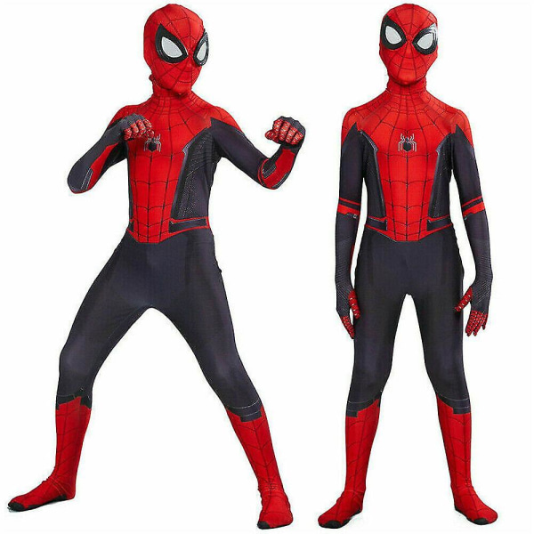 Kids Spiderman Cosplay kostym Miles Morales Barn skolfest herrkostym red 120cm