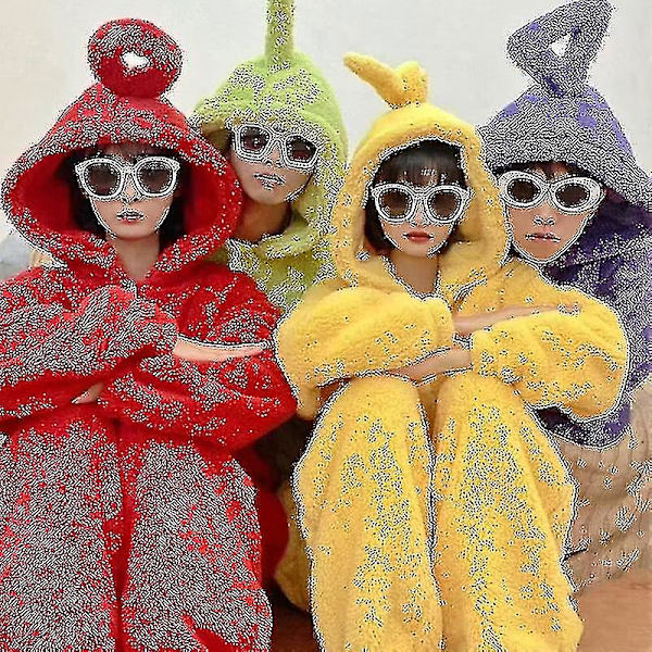 Anime Teletubbies Kostym Vuxen jul Pyjamas Pyjamas Sovkläder Jumpsuit CNMR Red M