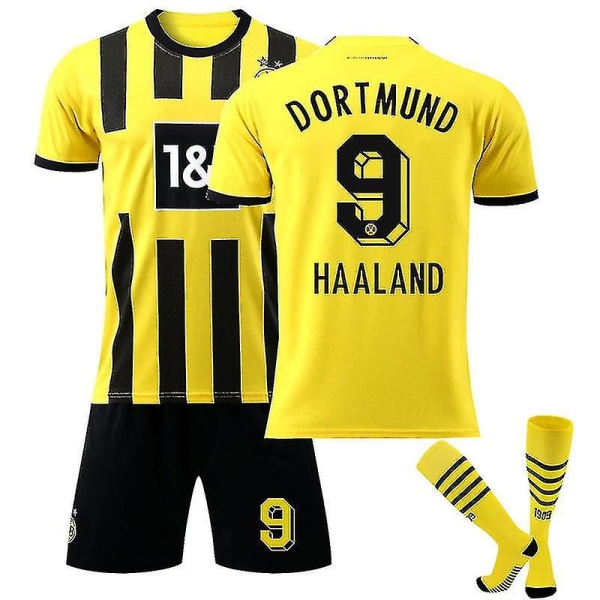 2022-2023 Borussia Dortmund Jersey Barn Fotbollströja Herr Fotbollströja Kit V HAALAND 9 20(110-120CM)