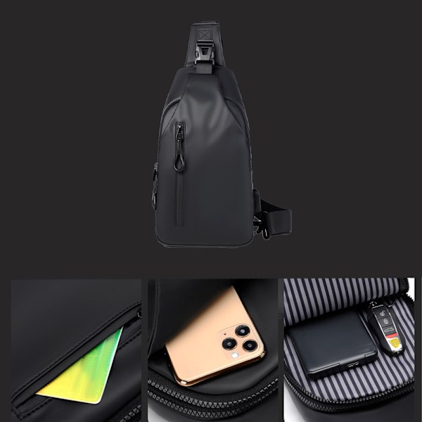 Crossbody Sling Rygsæk Sling Bag Rejse Vandre Brysttaske H black