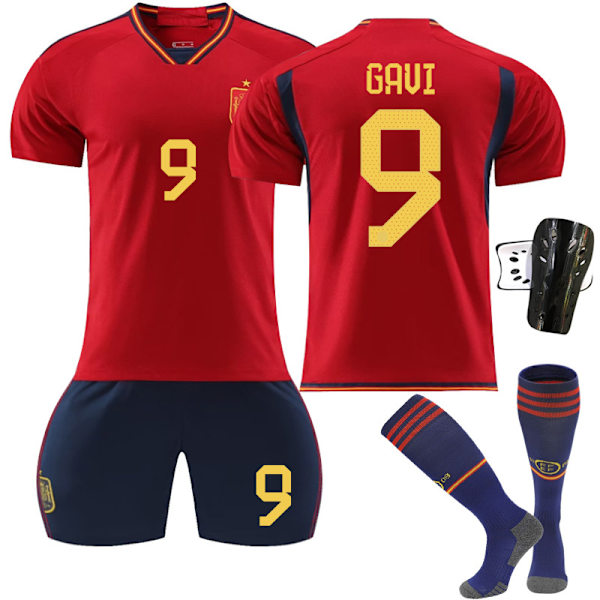 22 23 VM Spanien Hjem Fodboldtrøje børnefodboldtrøje nummer 9 Gavi Y xs