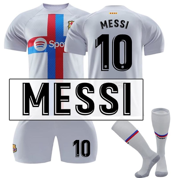 Barcelona 22-23 Fotballdrakt Borte-T-skjorte PEDRI 8 XS K MESSI 10 Kids 26(140-150CM)