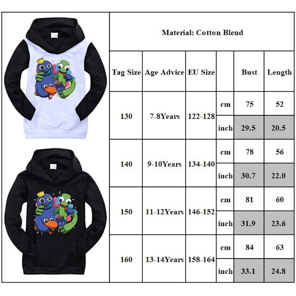 Rainbow Friends Lasten huppari Huppari Casual Pullover H black and white 130cm