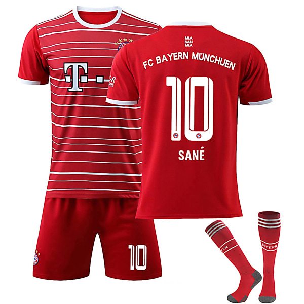 22/23 Ny sesong Hjemme FC Bayern Munchen SANE No. 10 Kids Jersey Pack H Barn-22