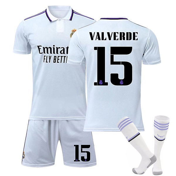 22.23. uuden kauden koti Real Madrid CF VALVERDE No. 15 Kids Jersey / Barn-18
