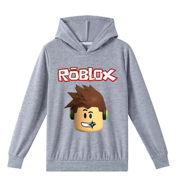 Roblox medelålders pojkar och flickor vår och höst huvtröja grey 110cm