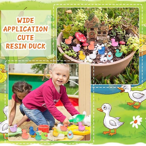 200 stk Mini Ande 10 Farver Små Ande Figurer Mini Resin Ande Plast Små Miniatur Ande Bulk til Dukkehuse Dekoration Mikro Fe-have Landskab A Glow Tiny Ducks