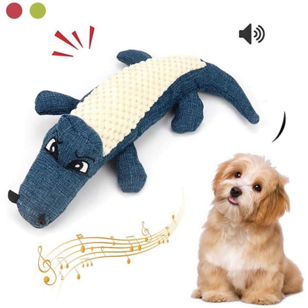 Koiran pehmolelu Lemmikkilelu Simulaatio Alligaattori Sounding Dog Toy-Blue -1