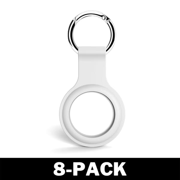 Airtag Apple Shell silikoni avaimenperällä valkoinen CNMR 8-Pack