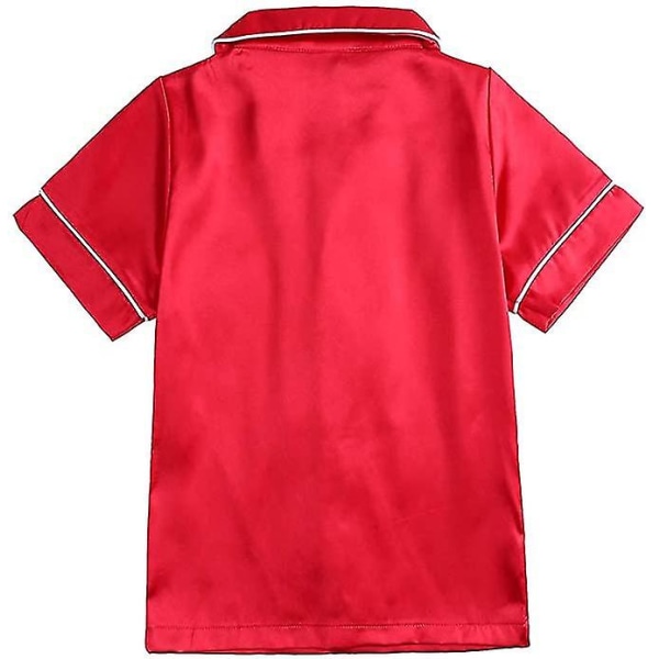 Satin pyjamassett for barn: nattøy og shorts med knapper Z X Red Suit for height 140 to 150cm