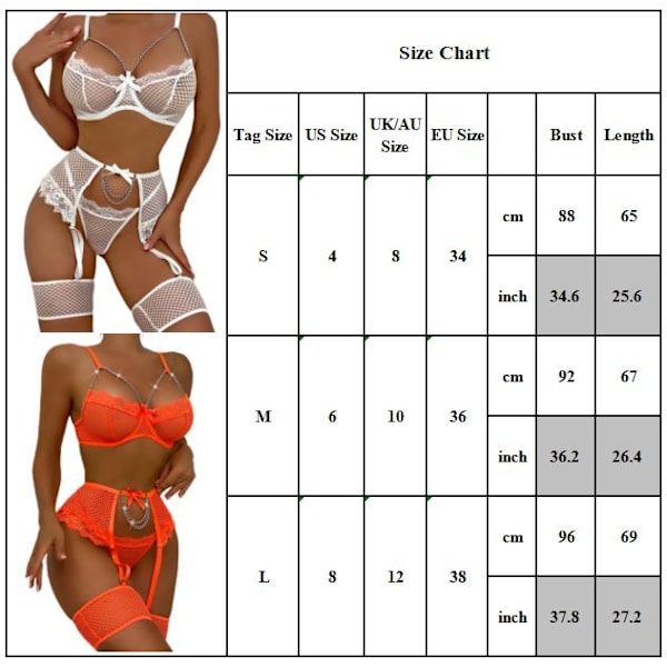 Kvinnors sexiga spetsunderkläder BH Thong Sets Cosplay Nattkläder Sleep K white M