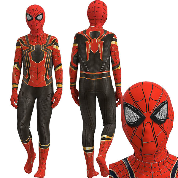 Iron Spider Suit Cosplay Puku Juhlahaalari Istuva Lasten Vaatteet Spiderman Kasvomaali 130cm