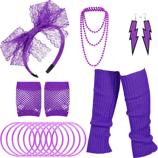 80'er 70'er Accessories Kvinder Piger Cosplay Kostume Ben Fancy Outfit Z purple