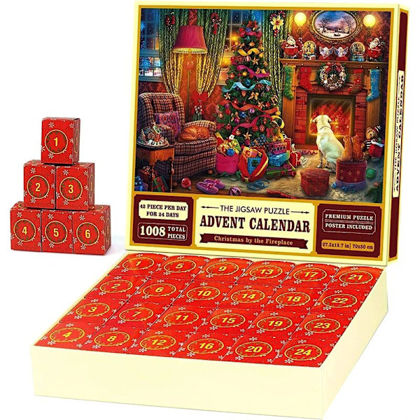Adventskalender 2023 Julepuslespil 24 dele 1008 puslespilsbrikker Nedtælling til julegaver til børn Y
