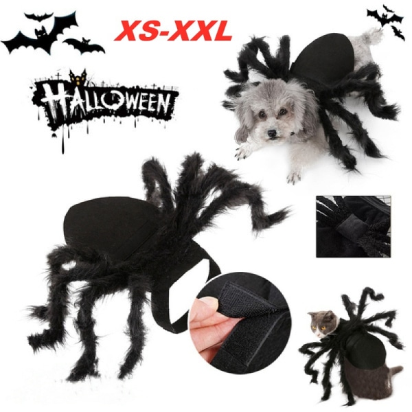 Halloween Pet Black Spider Costume Spider Cosplay Kläder zy M(90CM)