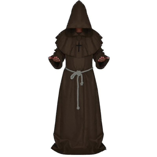 Voksen Munk Hættekappe Kappe Friar Middelalderpræst kostume Coffee L